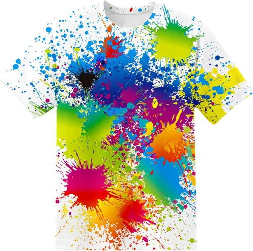 Vista 9 de Camiseta de manga corta con estampado 3D para niños y niñas de 6 a 16 años Bcm45-blanco