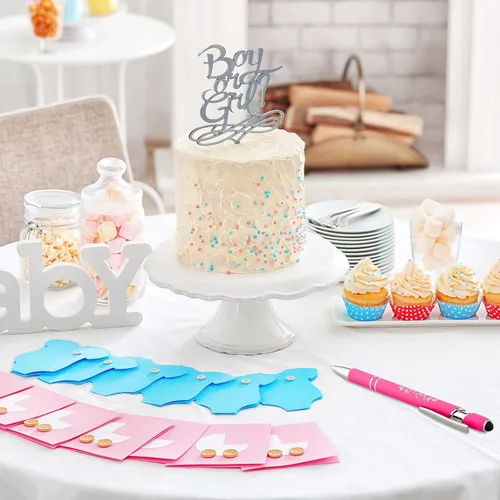 Vista 6 de Nuanchu 48 bolígrafos retráctiles para baby shower, con texto en inglés "It's a Boy Girl", bolígrafos de gel retráctiles de tinta negra, bolígrafos
