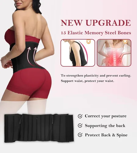 Vista 5 de SHAPSHE Entrenador de cintura para mujer, faja moldeadora de cintura con cremallera y control de abdomen, moldeador de cuerpo