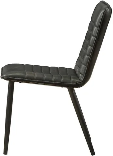 Vista 4 de Acme Hosmer - Silla auxiliar de cuero para comedor, color negro antiguo (juego de 2)