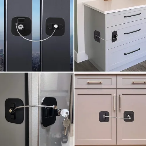 Vista 6 de Cerradura para refrigerador con llave, cerraduras para refrigerador, congelador, armarios y cajones, freidora de aire para horno, armarios