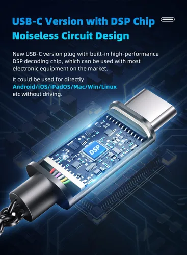 Vista 2 de Auriculares CCZ USB C Intrauriculares Monitor con Cable Tipo C con Micrófono, 1DD HiFi Bajo Inmersivo, para Samsung S23 FE S22/ iPhone 15 Negro