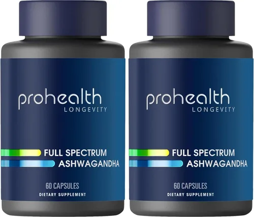 Vista 4 de ProHealth Ashwagandha Suplemento 60 cápsulas, extracto orgánico de raíz y polvo, Ashwagandha para mujeres y hombres, apoya el estrés y el sueño