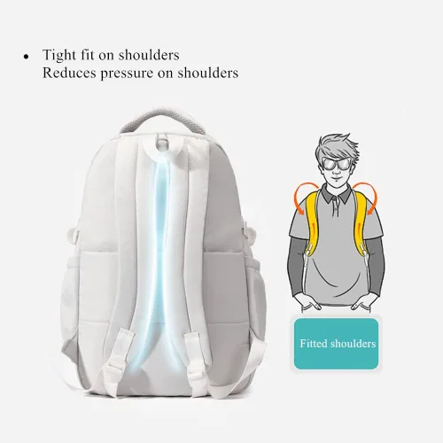 Vista 3 de Bonita mochila estética para niñas, estudiantes de secundaria, mochila para adolescentes, color sólido, ligera, mochila escolar informal con bolsa