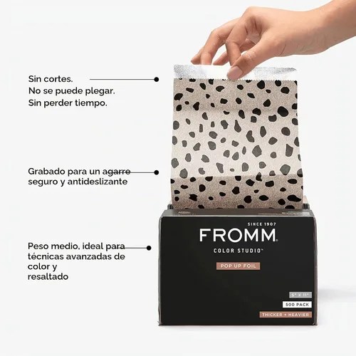 Vista 2 de Fromm Láminas emergentes en relieve con estampado de guepardo, papel de aluminio para resaltar el cabello, suministros de cosmetología, esenciales