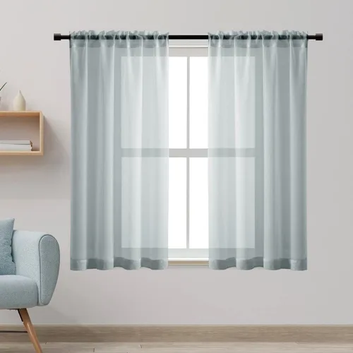 Vista 16 de XTMYI Cortinas negras de 48 pulgadas de largo para dormitorio, juego de 2 paneles, bolsillo para cortinero, cortinas de encaje transparentes
