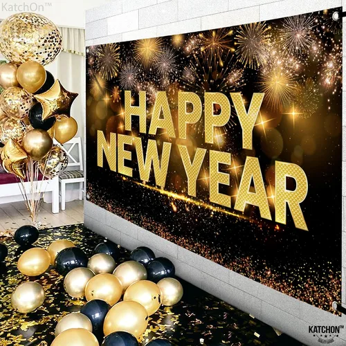 Vista 6 de KatchOn, Cartel de feliz año nuevo extra grande – 72 x 44 pulgadas Telón de fondo de Nochevieja 2026 para decoraciones de Año Nuevo 2026 Telón