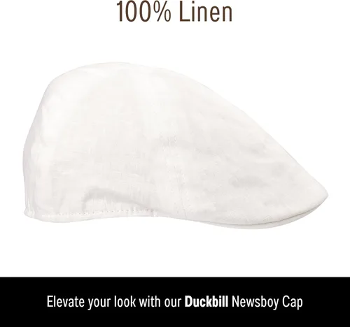 Vista 2 de Bigalli Duckbill Hat Newsboy Sombreros para Hombres Algodón Lino Suave Casual Gorra plana Golf Newsboy Cap Boinas para Hombre