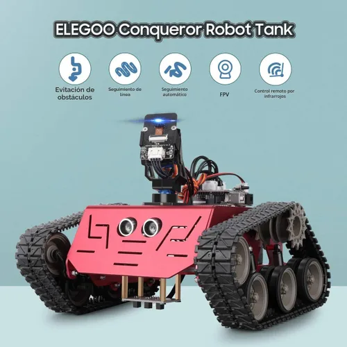 Vista 2 de ELEGOO Kit de Tanque Robot Conqueror con UNO R3 para Arduino Robótica para Niños de Edades 8-12 y 12-16 Kits de Ciencias STEM Robots de Codificación