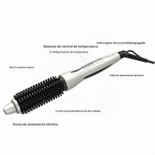 Vista 6 de MIRACOMB Cepillo alisador de pelo de cerámica turmalina Cool Touch PRO Multi Styler con 5 ajustes de calor, barril de 1 pulgada de apagado