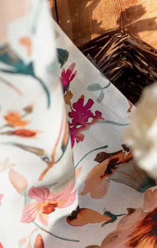 Vista 2 de Cortinas de lino beige con pestaña trasera de 45 pulgadas de largo para sala de estar, juego de 1 panel, 60% opacas, núcleo de cabaña, jardín