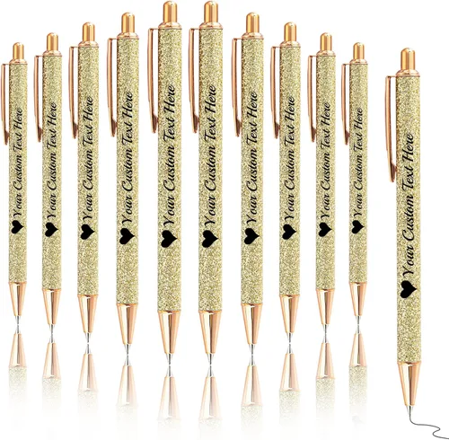 Vista 15 de Bolígrafos con purpurina personalizados con nombre, bolígrafos bonitos y bonitos personalizados, bolígrafos retráctiles de tinta negra, suministros