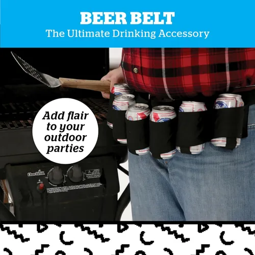 Vista 2 de Big Mouth Toys - Cinturones de latas de cerveza, Algodón, Negro, talla única