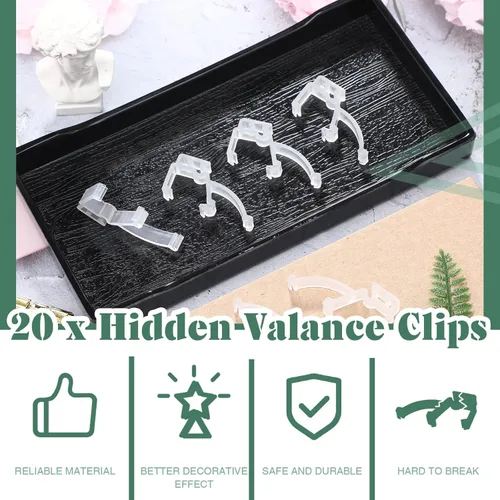 Vista 5 de Blulu 12 clips de cenefa transparentes de 2 pulgadas para ventana oculta, mini clips para persianas horizontales de madera o madera sintética