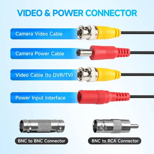 Vista 3 de Cables de alimentación de video BNC todo en uno de 100 pies/98.4 ft, cables de cámara de vigilancia de extensión BNC para sistemas CCTV DVR NVR