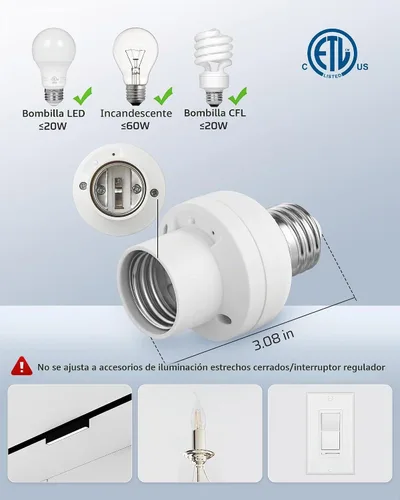Vista 5 de DEWENWILS Enchufe de bombilla de control remoto, kit de interruptor de enchufe de bombillas inalámbricas con controlador, base E26/E27 para lámpara