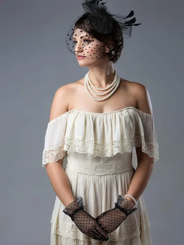Vista 2 de Fascinadores para mujer sombrero de fiesta de té y guantes de encaje sombrero funerario de los años 50 sombrero vintage de plumas de boda velo