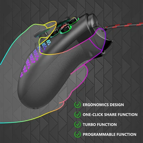 Vista 2 de Need to Upgrade LED Lighting 10ft Wired PC Controller for Xbox One, Xbox Series XS, Xbox One XS, PC Gamepad Support 3.5mm Headset Jack, RGB Light