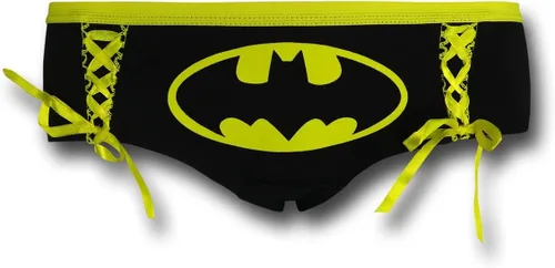 Vista 5 de DC Comics Conjunto de camiseta sin mangas y bragas con logotipo de Batman que brilla en la oscuridad (Juniors S), Negro