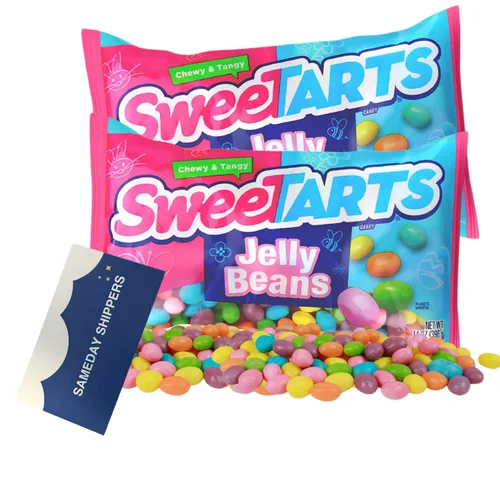 Vista 2 de Dulces de gomitas de Pascua SWEETARTS Jelly Beans Caramelos de Pascua, 14 onzas, paquete de 2 unidades y tarjeta de envío SameDay incluida