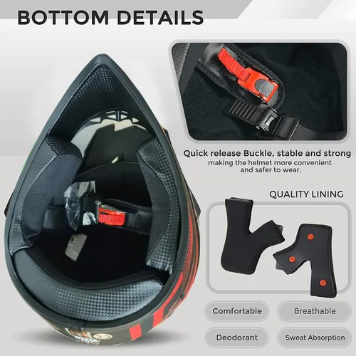 Vista 3 de DOT - Cascos ATV MX para adultos, cascos de moto todoterreno de cuatro ruedas, cascos de motocross, cascos de motocicleta y deportes de motor