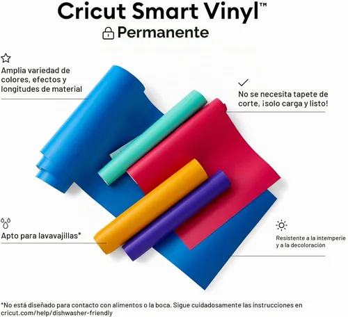 Vista 2 de Cricut Vinilo permanente inteligente, negro, paquete de 3 rollos de 3 pies (13"x36") vinilo adhesivo para manualidades, corte sin tapete para cortes