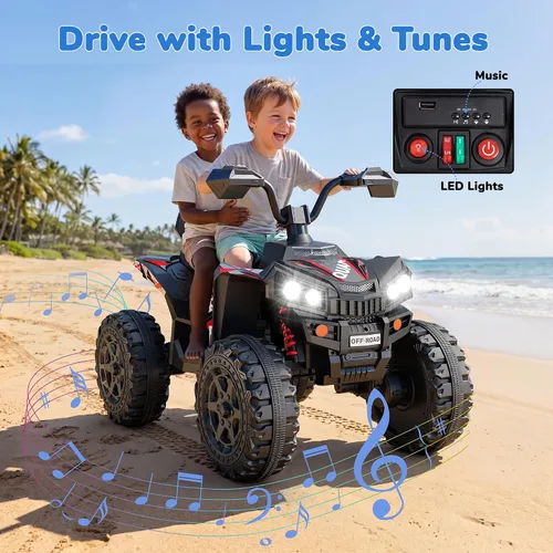 Vista 5 de Firstness ATV eléctrico de 24 V para niños de 4 ruedas para niños de 3 a 8 Negro