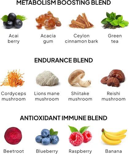 Vista 6 de Reds - Tarro de polvo para apoyo inmunológico y memoria. I Reds Superfood Powder Antioxidantes Mezcla de polifenoles con bayas de Acai, bayas