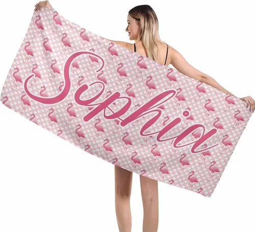 Vista 38 de MyPupSocks Toallas de playa para niñas, toallas personalizadas de teñido anudado con nombres para niños y adultos, toallas de playa personalizadas