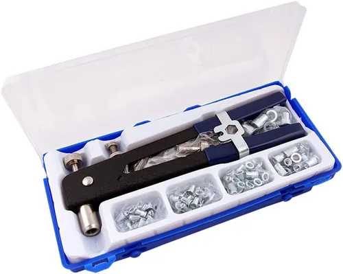 Vista 2 de Kit de herramientas de tuerca de remache de 86 piezas, juego de remaches de mano con tuerca de remache roscada M3/M4/M5/M6/M8 y mandril