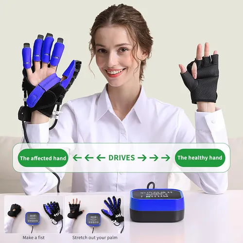Vista 4 de GAOXIAO Guantes robot de rehabilitación para pacientes con hemiplejia cerebral, equipo de entrenamiento de recuperación de manos, guante robótico