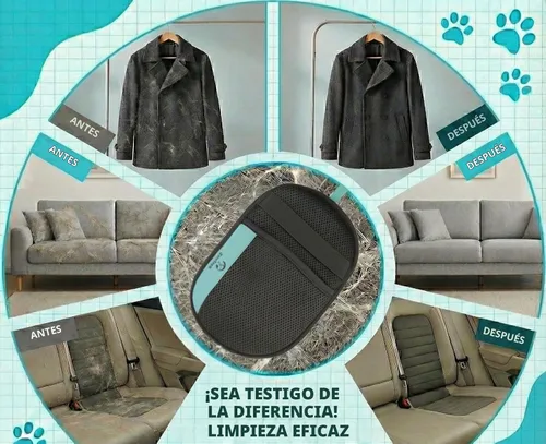 Vista 6 de Guante removedor de pelo de mascotas para perros y gatos, removedor de pelo