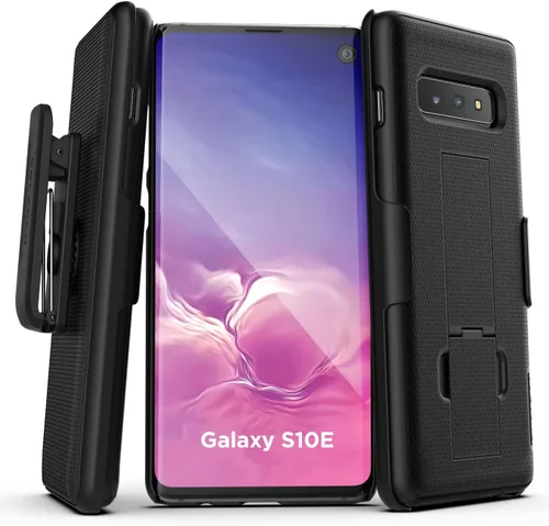 Vista 7 de Encased Funda con clip para cinturón Galaxy S10 (2019 DuraClip) Funda de agarre delgada con funda para Samsung S10 (negro)