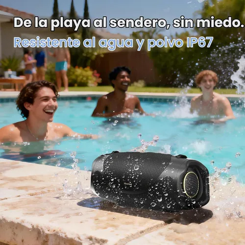 Vista 6 de Hisense FlexBoom - Altavoz Bluetooth portátil, IP67 impermeable, a prueba de polvo y golpes, hasta 80 W de gran sonido, Bluetooth 6.0, Auracast, TWS