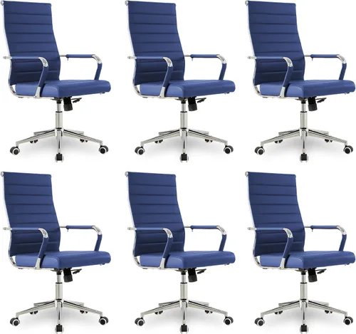 Vista 33 de Okeysen Office Desk Chair, Ergonomic Leather Modern Conference Room Chairs, Executive Ribbed Height Adjustable Swivel Rolling Chair for Home Office