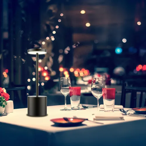 Vista 3 de TBBGA Lámpara de mesa LED inalámbrica, lámpara recargable con atenuación continua de 3 colores, lámpara de batería, luz nocturna portátil de metal