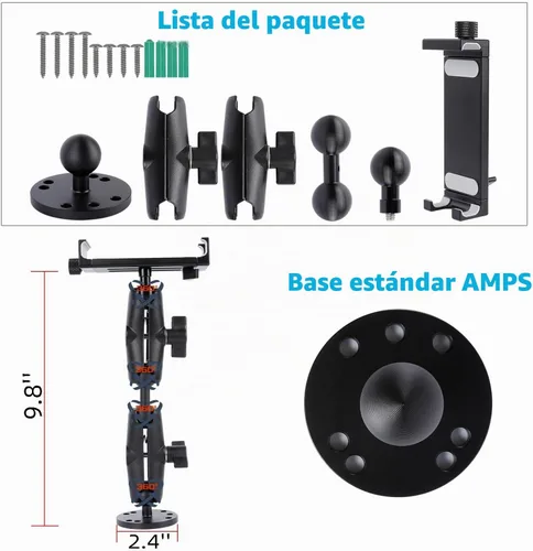 Vista 5 de Soporte para tablet con base de taladro resistente de aluminio para iPad Pro de 4.7 a 15 pulgadas, Mini, Samsung Galaxy Tab, Surface, brazo