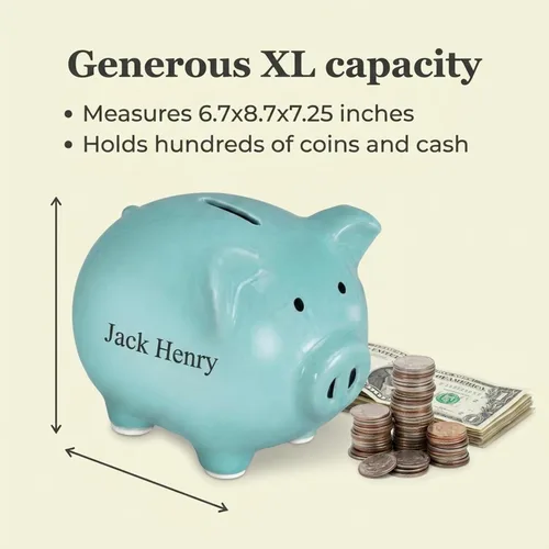 Vista 3 de Blue XL Ceramic Piggy Bank Large Cute Money Bank Decorative Savings Pig Bank for Kids & Adults Light Blue Coin Bank Home Decor Gift