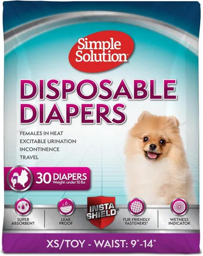 Vista 20 de Simple Solution Pañales desechables para perras, pañal a prueba de fugas para perros, entrenamiento para ir al baño, entrenamiento XS