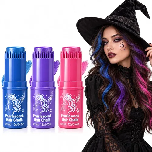 Vista 20 de Peine de color rojo temporal para el cabello, tiza lavable para niños