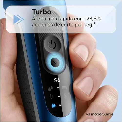 Vista 4 de Braun Maquinilla de afeitar eléctrica para hombre, serie 6 6120s, afeitado en húmedo y seco, modos de afeitado turbo y suave, con recortador
