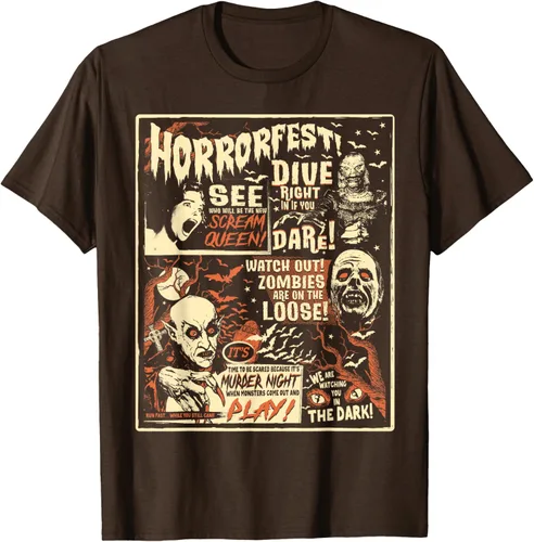 Vista 7 de Camiseta de terror vintage con póster de Halloween y película de terror Negro