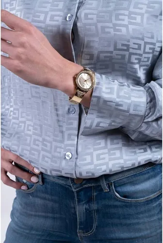 Vista 6 de GUESS Reloj para mujer de 1260in correa de tono dorado esfera champán caja dorada Tono dorado Correa