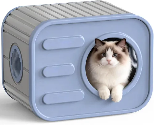 Vista 10 de Casa para Gatos de Exterior de Resina Casas para Gatos de Exterior Casa Aislada para Gatos Ferales para Gatos y Animales Pequeños