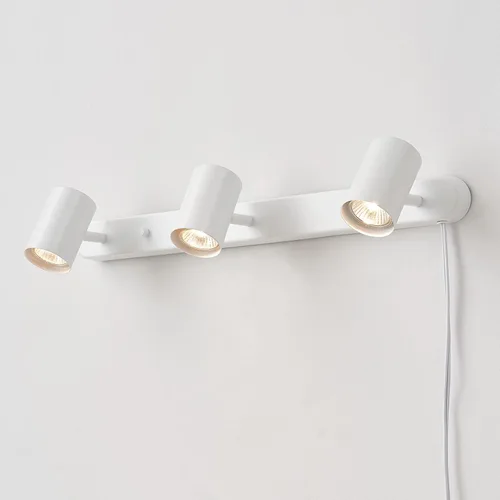 Vista 3 de GLOBE Electric 60024 Iluminación de riel de 3 luces con enchufe, cabezales ajustables, acabado blanco mate, 22 pulgadas, base GU10, cable de 15 pies