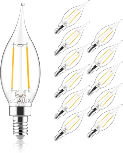 Vista 9 de Bombilla de candelabro E12 Sigalux equivalente a 40 W, bombillas LED para lámpara de araña regulables 2700 K blanco suave, bombilla LED CA10