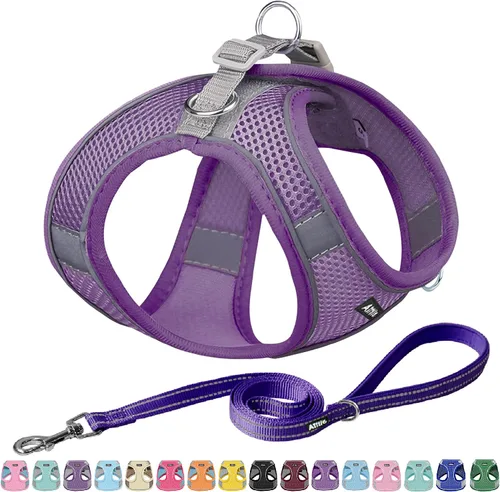 Vista 18 de AIITLE Arnés para perro, arnés sin tirones con correa, chaleco reflectante ajustable para perro, arnés para gatos a prueba de escape, caminar al