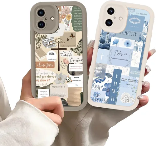 Vista 46 de Paquete de 2 fundas protectoras para iPhone 8 Plus/7 Plus de 5.5 pulgadas con collage de versículos bíblicos de Jesús para mujeres y niñas, diseño