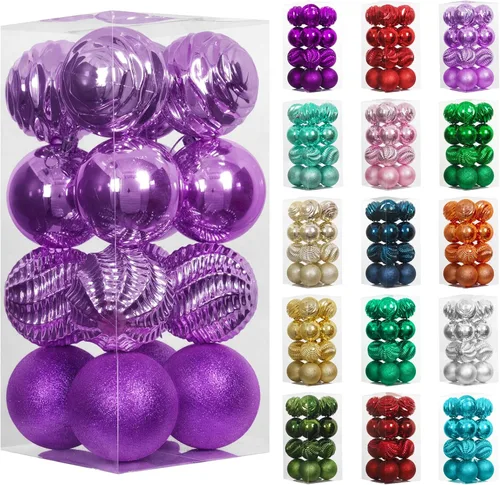 Vista 75 de XmasExp Juego de 24 mini esferas de Navidad inastillables para bolas de árbol de Navidad, 1.18 pulgadas (negro)
