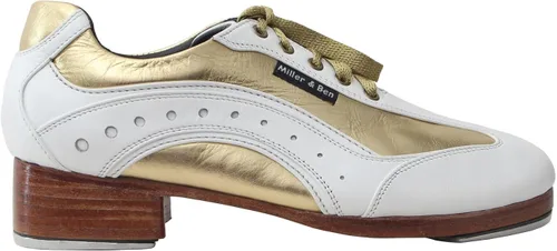 Vista 3 de Miller & Ben Tap Shoes SporTap White & Gold Professional Tap Shoes